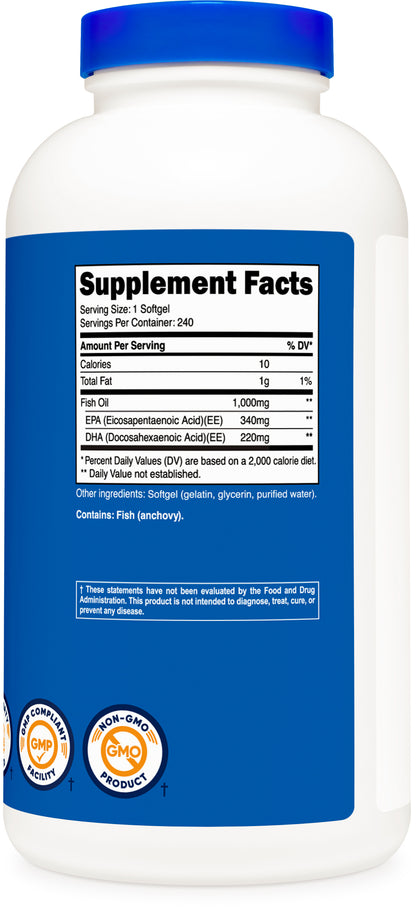 Nutricost Fish Oil Softgels (1000 MG) (240 Softgels)