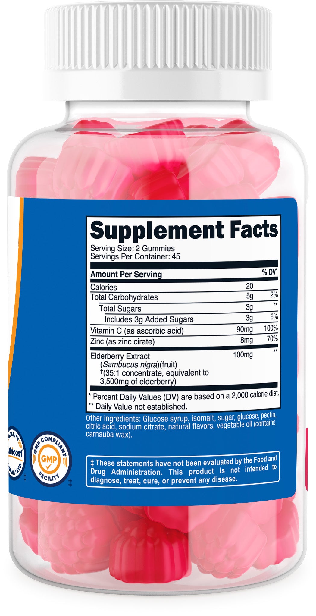 Nutricost Elderberry Gummies (with Vitamin C & Zinc) (90 Gummies)