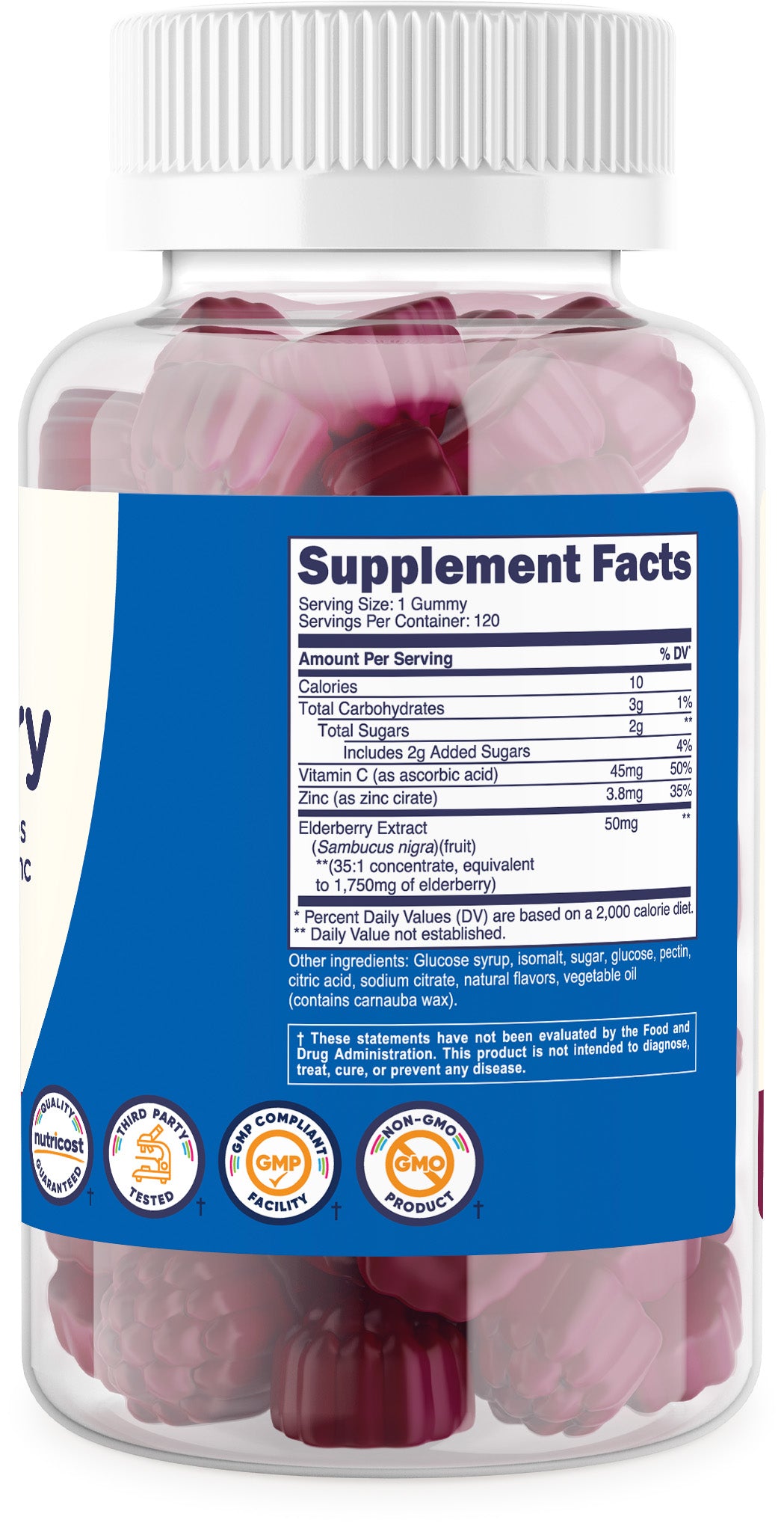 Nutricost Kids Elderberry Gummies (Berry) (50 MG) (120 Gummies)