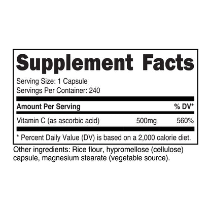 Nutricost Vitamin C Capsules (500 MG) (240 Capsules)