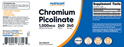 Nutricost Picolinate (1,000 MCG) (240 Tabs)