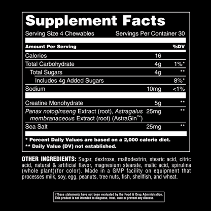 Animal Creatine Performance Chews Sour Apple 120 chewable tablets