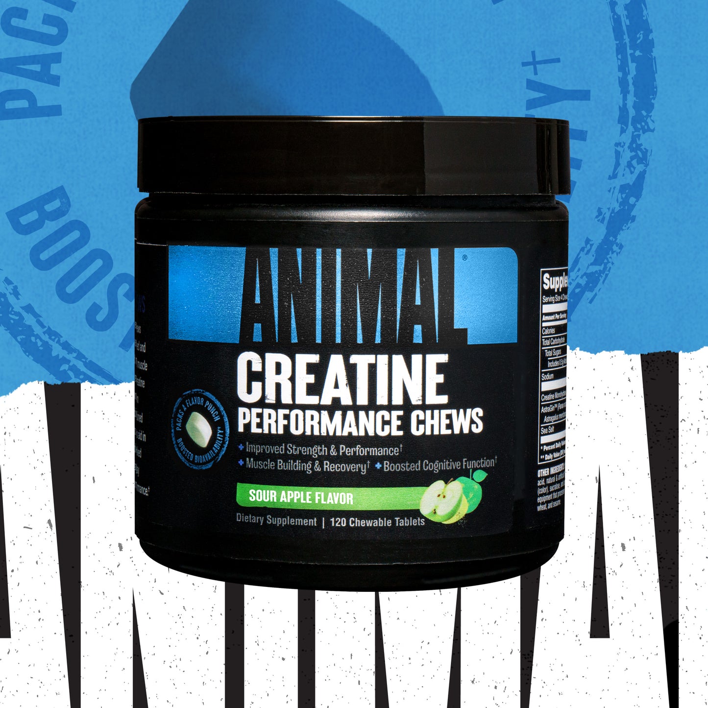 Animal Creatine Performance Chews Sour Apple 120 chewable tablets