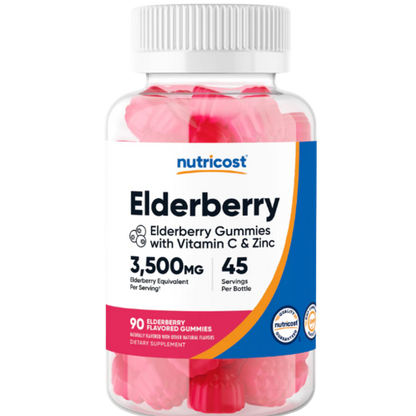 Nutricost Elderberry Gummies (with Vitamin C & Zinc) (90 Gummies)