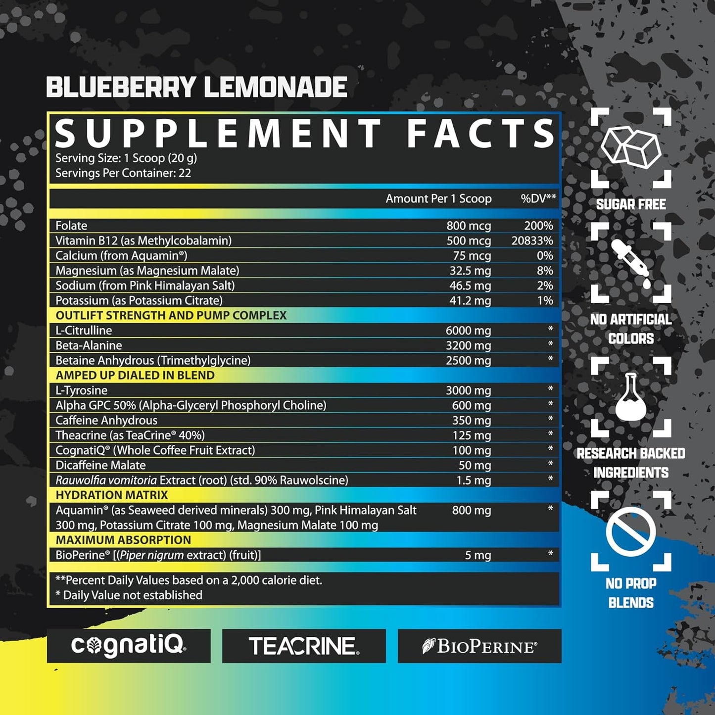 Nutrex Outlift Amped Blueberry Lemonade 22 Srv