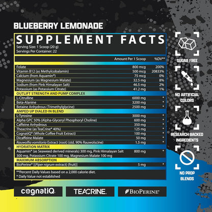 Nutrex Outlift Amped Blueberry Lemonade 22 Srv