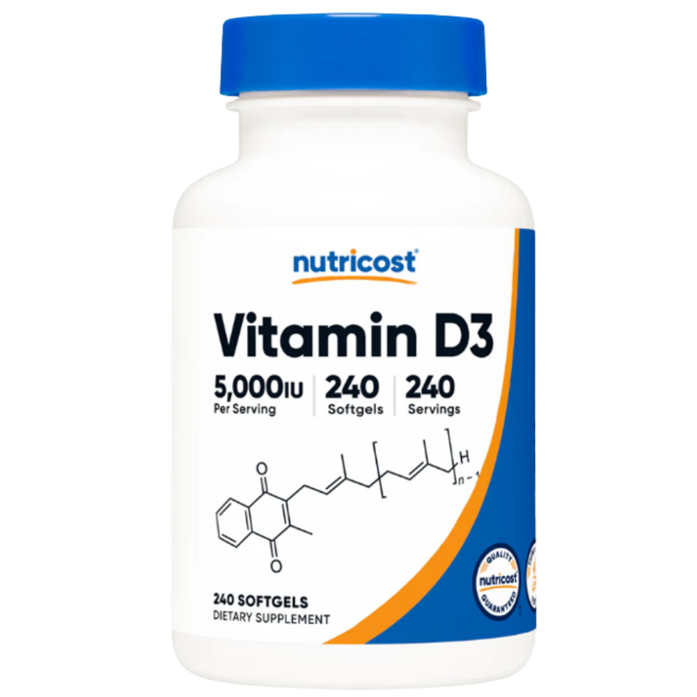 Nutricost Vitamin D3 Softgels (5,000 IU) (240 Softgels)