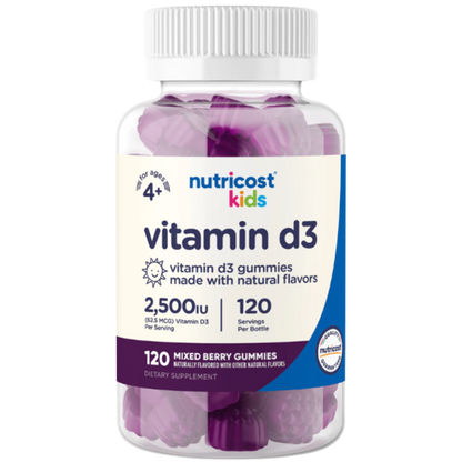 Nutricost Kids Vitamin D3 Gummies (2,500 IU) (120 Gummies)