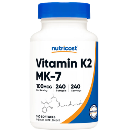 Nutricost Vitamin K2 MK-7 Softgels(100 MCG) (240 Softgels)